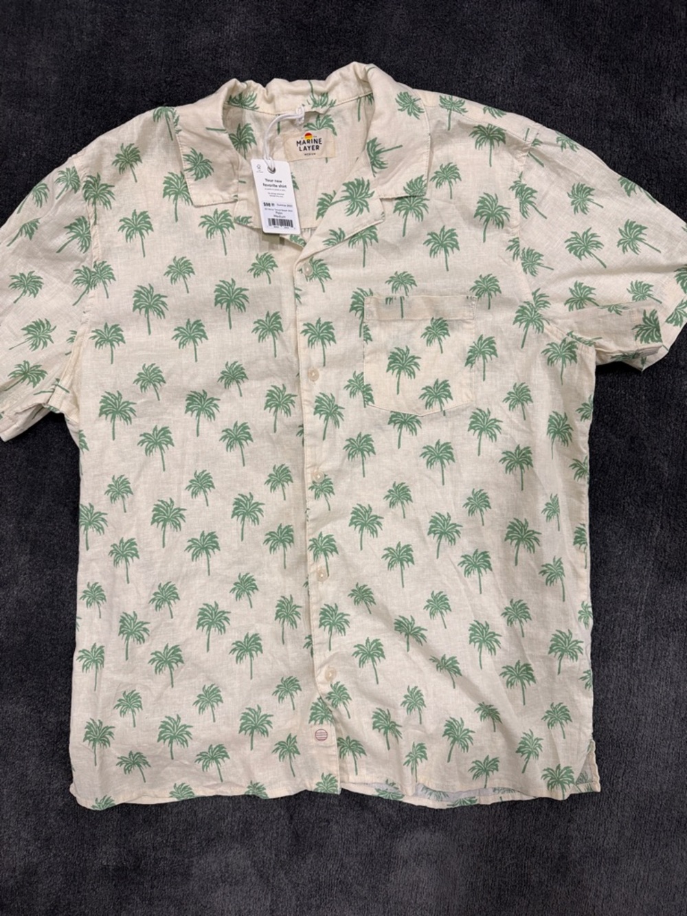 Marine Layer Short-Sleeve Palm-Print Button Down - NWT